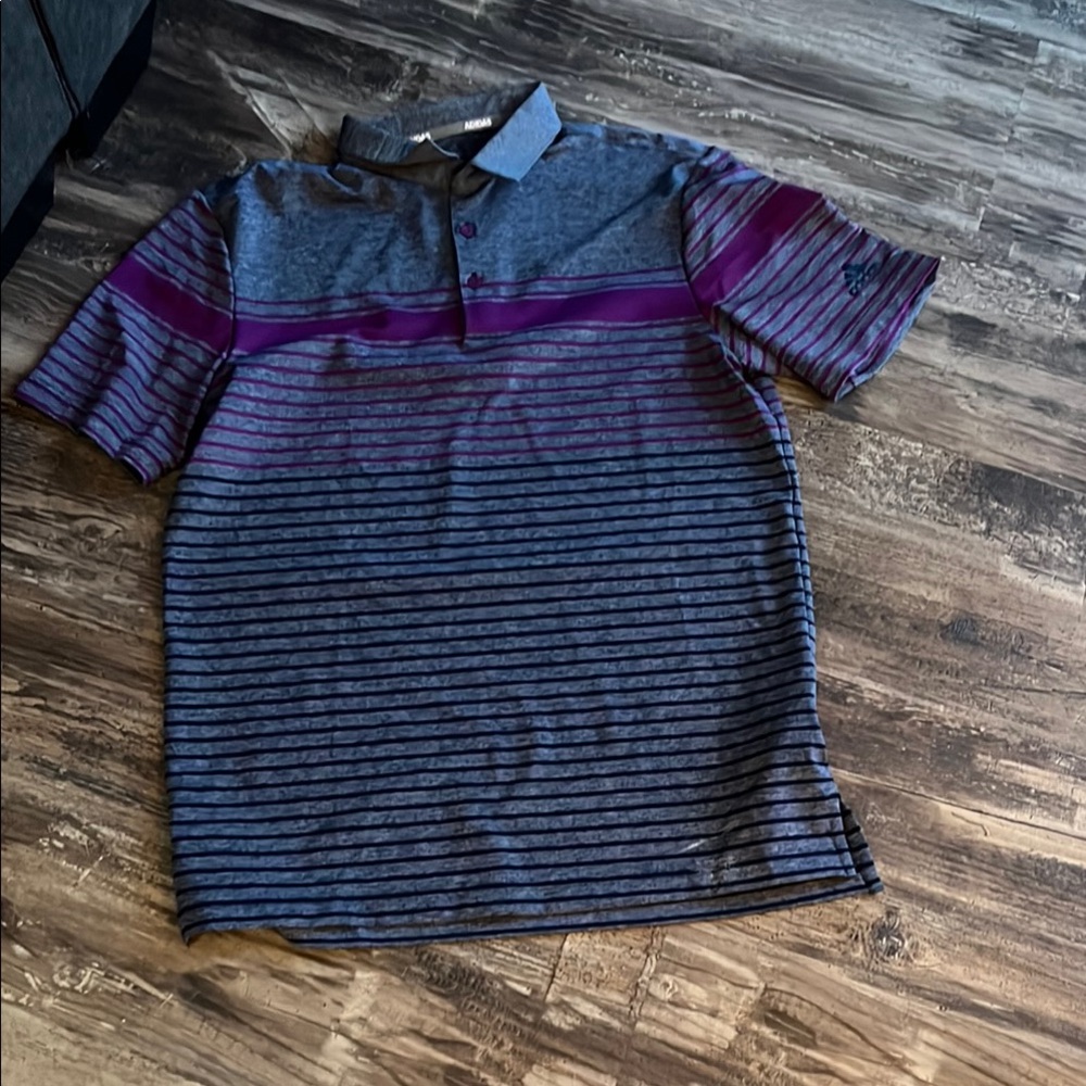 Adidas Gray and Purple Polo Shirt Casual Style